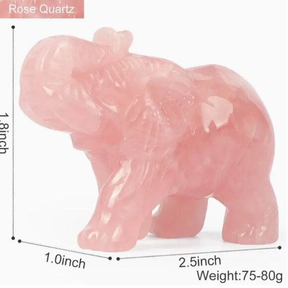 Rose Quartz Elephant Statue - Picture 2 of 3
